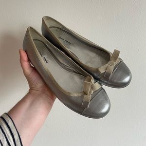 MIU MIU SILVER BALLET FLATS